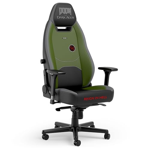 noblechairs Legend Gaming-Stuhl – Doom: The Dark Ages Edition – Premium-PU-Leder, Verstellbare Ergonomie, Lendenstütze, 4D-Armlehnen – Offiziell Lizenziertes Sammlerstück von Bethesda von noblechairs