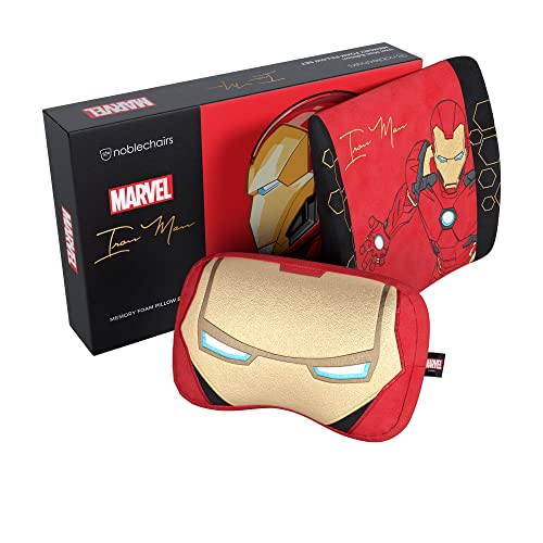 noblechairs Memory Foam Kissen-Set Iron Man Edition, Kissen für Gaming Stühle, Ergonomische Stuhlkissen, Stuhl Kissen mit Lendenwirbelstütze von noblechairs