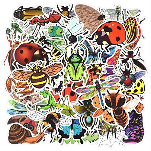 nobrand 50 Stück Insektenaufkleber Cartoon Natur Insekten Schmetterling Pädagogischer Aufkleber Für Kinder DIY Scrapbooking Laptop Gepäcktablett 1,2 Zoll (3 cm) -2,76 Zoll (7 cm) von NOBRAND