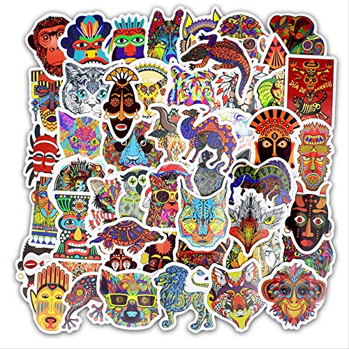 nobrand 50pcs Ethnic Totem Sticker Tier Mandala Bohemian Tribal Mask Tattoo Dekor Aufkleber zu DIY Gepäck Laptop Travel Case Gitarre 5-9cm von NOBRAND