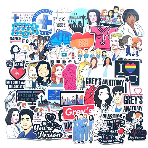 nobrand 50pcs Tv Show Greys Anatomy wasserdichte Aufkleber Kinder Spielzeug Aufkleber für DIY Gepäck Laptop Skateboard Auto Dekor Lustige Aufkleber 5-10 cm von NOBRAND