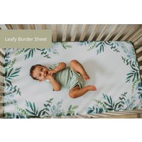 Krippe Spannbettlaken S Eukalyptus Greenery Nursery Bettwäsche Belaubtes Muster Baby Gender Neutral Junge Mädchen Sheet von nodnalco