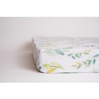 Krippe Spannbettlaken Blattgrün Nursery Baby Bettwäsche Blumen Eukalyptus Natürliche Gender Neutral Sheet Junge Oder Mädchen von nodnalco