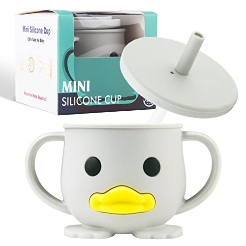 Trinkbecher Kinder und Baby, für Mikrowelle & Spülmaschine, Silikon Bruchsichere Tasse 200ml, 6+ Monate, Silikongeschirr für Kinder (Cup+Lid-Cloud) von nohlerlife