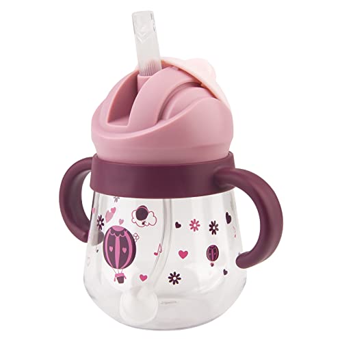 nohlerlife Trinklernbecher für Babymonate 6+, Kinder Trinkflasche, Baby Trinkbecher mit Griffen Auslaufsichere Lecksicher, Baby Strohbecher Soft Auslauf Cup 240ml, BPA frei (Purple) von nohlerlife