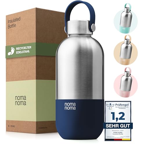 noma noma Trinkflasche Edelstahl “insulated bottle” 1L – Auslaufsichere Thermosflasche 500ml, 750ml & 1L – Isolierflasche für Kohlensäure – klimaneutral & BPA-frei – Soda Blue von noma noma