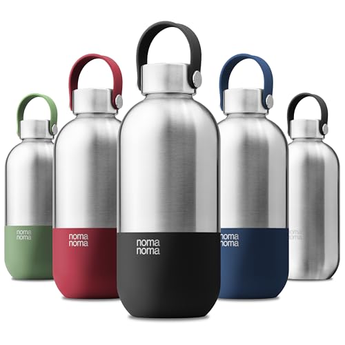 noma noma Trinkflasche Edelstahl Kohlensäure geeignet - Thermosflasche 1l, 750ml, 500ml - auslaufsicher, BPA-frei & klimaneutral (750ml Coffee Black) von noma noma