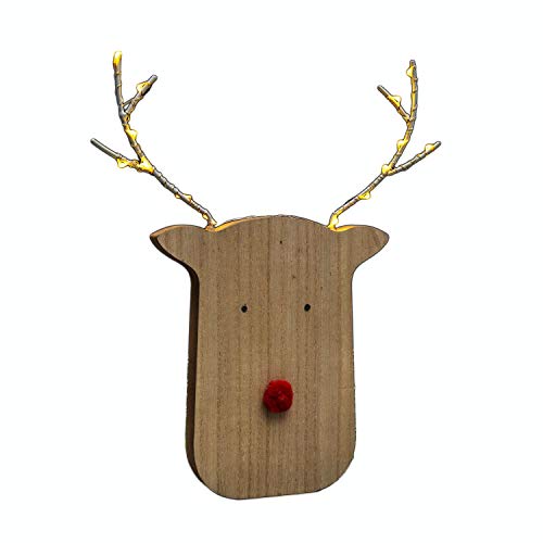 Noma 1019304 Rudolph Rentier aus Holz, Batterie mit Timer, 30 cm, 14 LEDs von Noma