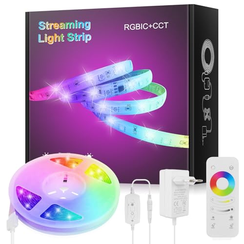 RGBIC LED Streifen 5m, Bluetooth Smart, Dimmbar, Musik Sync, für Gaming, Party & Küche von nomiou
