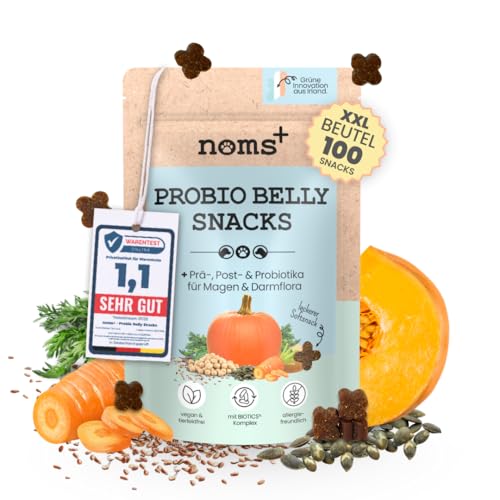 noms+ TESTURTEIL SEHR GUT 07/25 - Probio Belly Snacks für Hunde | bei Sodrennen, Grasfressen, Kotfressen & Verstopfung | Darmaufbau mit Probiotika BIOTICS³-Komplex | XXL-Beutel von noms+