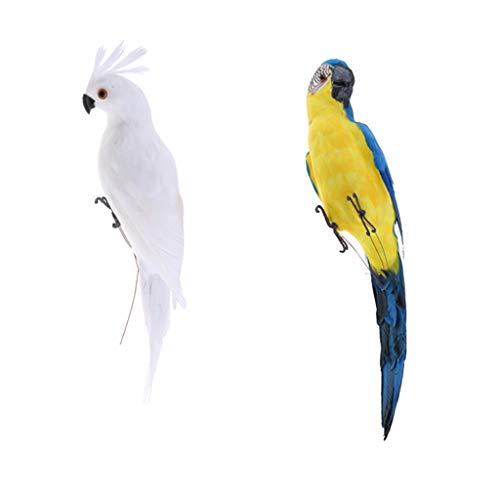 non-brand 2 Stücke Deko Ara Papagei Vogel Figur Vögelchen aus Künstliche Feder und Kunststoff Dekofigur Dekovögel von Homyl