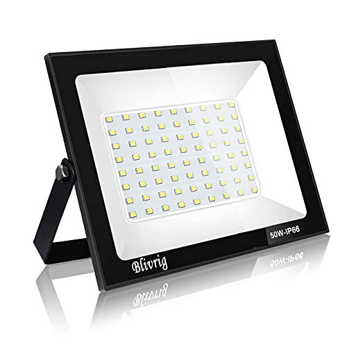 Blivrig 50W LED Strahler Außen,5000LM Superhell Außenstrahler, IP66 Wasserdicht LED Fluter, 3000K Warmes Weiß Aussenstrahler Flutlicht, Aussenlampe für Gärten, Innenhöfe, Hotel von Blivrig