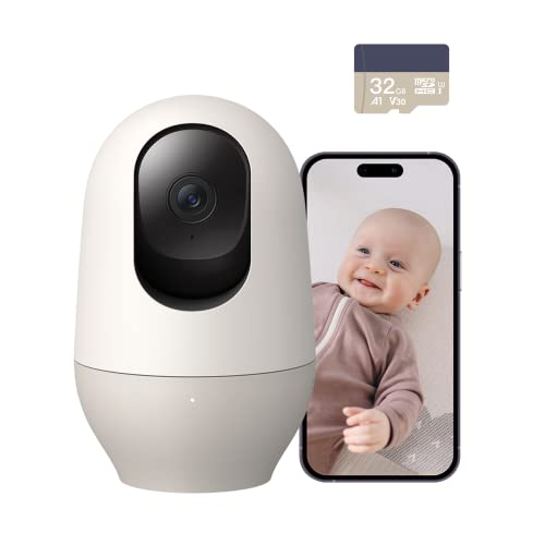 nooie Babyphone mit SD-Karte, Babyphone mit Kamera, 360°-Kamera, WLAN-Babykamera mit Telefon-App, AI-Bewegungsverfolgung und Geräuscherkennung, 1080P-Nachtsicht, Zwei-Wege-Audio von nooie