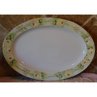 Vintage Lhs Hutschenreuther Selb Barvaria Servierplatte ~ Wunderschöne Gelbe Rosen Am Rand Geringer Goldverlust An Den Kanten von noplace2putit