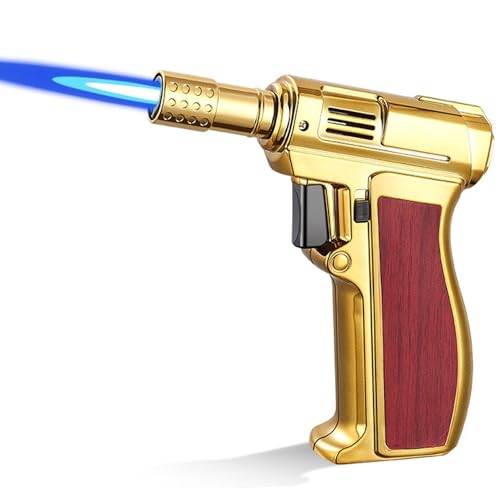 Butan-Sturmfeuerzeug mit Sicherheitsschloss, 360°-Zündung und Einstellbarer Jet-Flamme, ideal for Küche, Grillen im Freien, Backen(Red 2) von nopqw