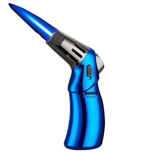 Candle Grill Butanfeuerzeug, winddichtes Jet Torch Feuerzeug, tragbares Design mit Sicherheitsschloss und Flammeneinstellung(Blue) von nopqw