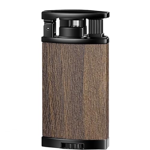 Fackelfeuerzeug, nachfüllbar, Butanfeuerzeug, Winddichte Flamme + Klassische weiche Flamme, geeignet for Männer, Geschenk, Outdoor, Camping(Brown1) von nopqw
