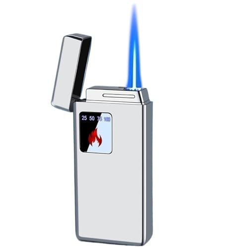 Smart Touch Sensing Winddichtes Butanfeuerzeug, Retro-Flip-Flamme, einstellbar, geeignet for Wandergeschenke(Silver) von nopqw