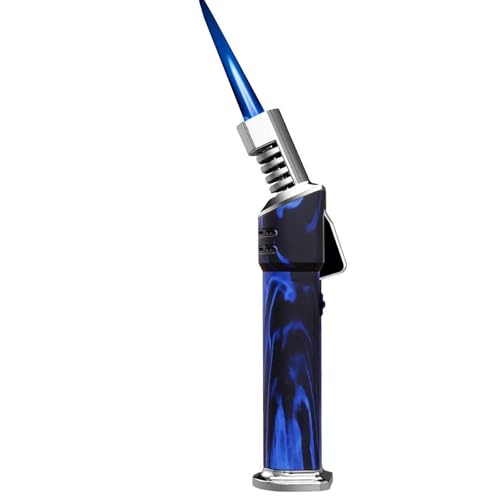 Torch Butanfeuerzeug, winddichtes Jet-Flame-Feuerzeug mit Sicherheitsschloss, einstellbare Flamme, geeignet for Küchengrill(Blue) von nopqw