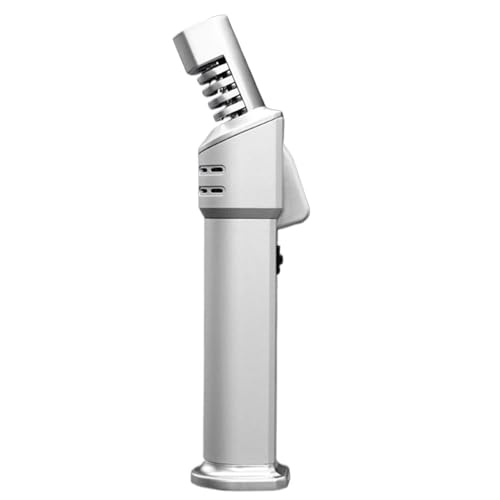 Torch Butanfeuerzeug, winddichtes Jet-Flame-Feuerzeug mit Sicherheitsschloss, einstellbare Flamme, geeignet for Küchengrill(Silver) von nopqw