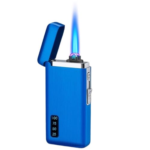 Torch Butanfeuerzeug Winddichtes Jet-Flame-Feuerzeug 2 Flammen und Zündmethoden Geeignet for Männergeschenke Outdoor-Küche(Blue) von nopqw