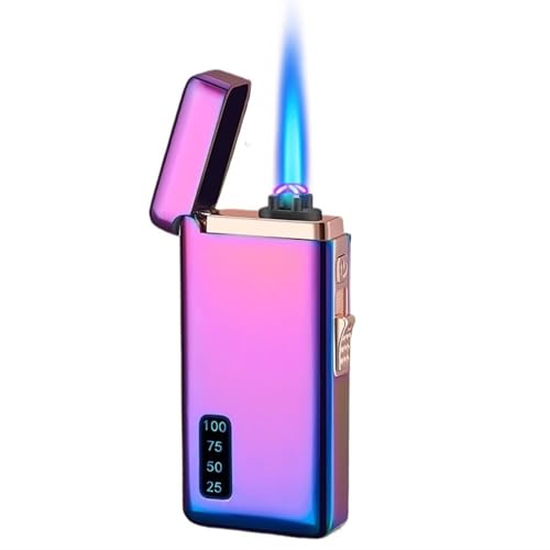 Torch Butanfeuerzeug Winddichtes Jet-Flame-Feuerzeug 2 Flammen und Zündmethoden Geeignet for Männergeschenke Outdoor-Küche(Purple) von nopqw