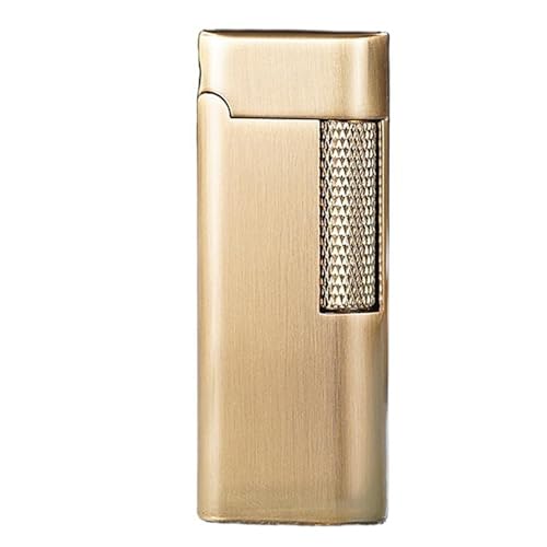 Vintage-Feuerzeug mit Schleifscheibe, Butan-Feuerzeug mit weicher Flamme, tragbares Design, kippbare Flamme, einstellbare Flamme, geeignet for Männergeschenke(Gold) von nopqw