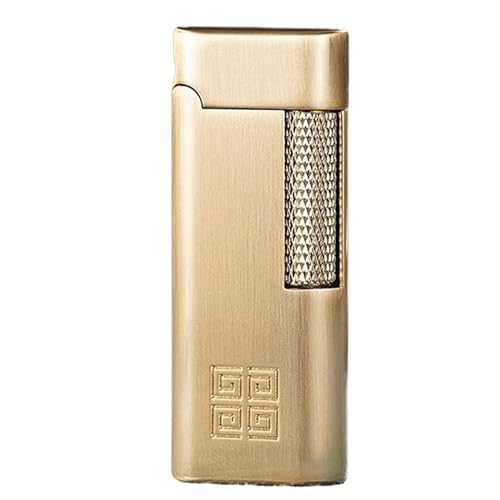 Vintage-Feuerzeug mit Schleifscheibe, Butan-Feuerzeug mit weicher Flamme, tragbares Design, kippbare Flamme, einstellbare Flamme, geeignet for Männergeschenke(Gold2) von nopqw