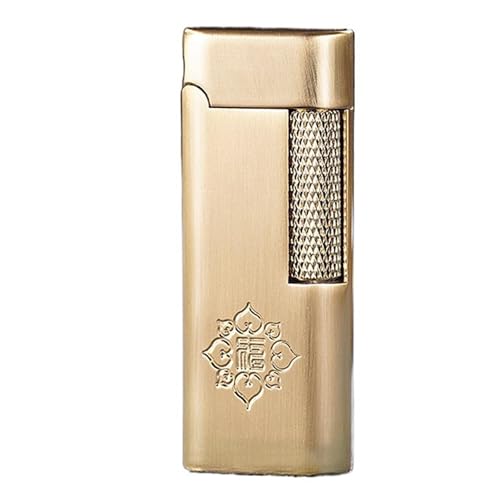 Vintage-Feuerzeug mit Schleifscheibe, Butan-Feuerzeug mit weicher Flamme, tragbares Design, kippbare Flamme, einstellbare Flamme, geeignet for Männergeschenke(Gold3) von nopqw
