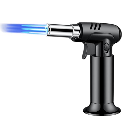 Winddichtes Butanfeuerzeug Jet Torch Feuerzeug mit Sicherheitsverschluss und Flammensperre Einstellbare Flamme Geeignet for Kerze Küche Grill(Black) von nopqw