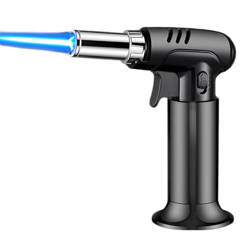 Winddichtes Butanfeuerzeug Jet Torch Feuerzeug mit Sicherheitsverschluss und Flammensperre Einstellbare Flamme Geeignet for Kerze Küche Grill(Black2) von nopqw