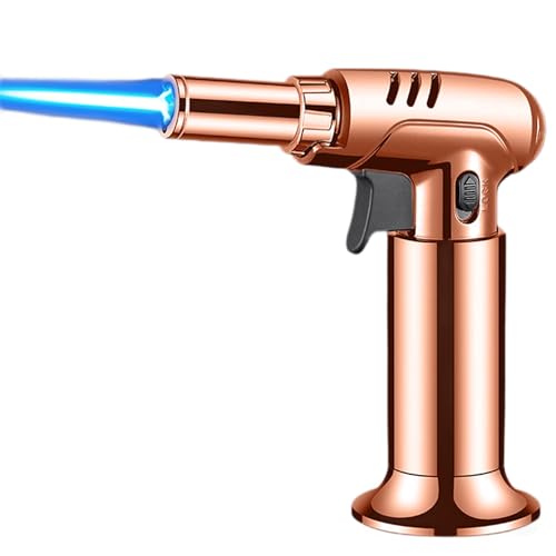 Winddichtes Butanfeuerzeug Jet Torch Feuerzeug mit Sicherheitsverschluss und Flammensperre Einstellbare Flamme Geeignet for Kerze Küche Grill(Gold) von nopqw