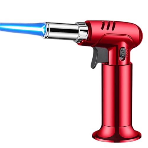Winddichtes Butanfeuerzeug Jet Torch Feuerzeug mit Sicherheitsverschluss und Flammensperre Einstellbare Flamme Geeignet for Kerze Küche Grill(Red) von nopqw