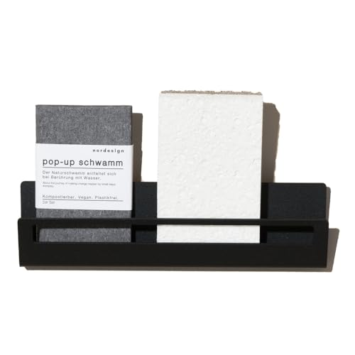 Metall Schwammhalter für Spülbecken von nordesign - Spülorganizer mit Abtropffunktion - Selbstklebender Spülbeckenhalter für Schwämme & Bürsten von nordesign sustainable living