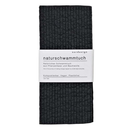 nordesign Naturschwammtuch, Schwarz, 2er Set (1) von nordesign sustainable living