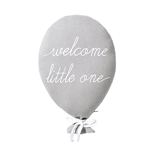 nordic coast company Babykissen | Ballon Kissen Grau | Welcome Little One | Babykissen Luftballon | Dekokissen Ballonkissen | Wanddekoration von nordic coast company