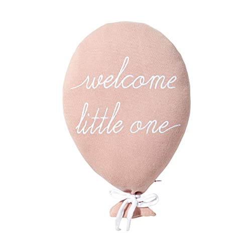 nordic coast company Babykissen | Ballon Kissen Rosa | Welcome Little One | 100% Baumwolle Geburt | Dekokissen Ballonkissen | Wanddekoration von nordic coast company