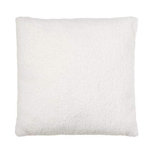 nordic coast company Dekokissen Kissenhülle 50x50cm mit Kissenfüllung Plüschkissen Weiß Natur Creme aus weichem Teddy Bouclé Couchkissen Strukturiertes Wohnzimmerkissen Webpelz Kunstpelz von nordic coast company