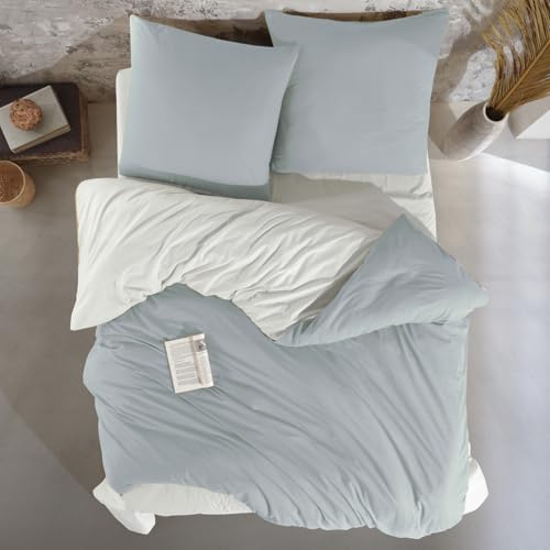 nordqueen Belmond Bettwäsche Seersucker 100% Baumwolle Bettbezug aus Atmungsaktive ÖkoTex Zertifiziert Winter Bettwäsche-Set mit Kissenbezug 80x80 cm (V7, 135x200 cm) von nordqueen