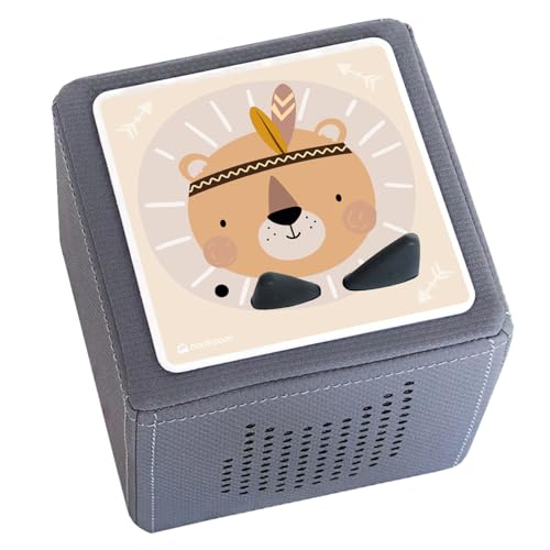 nordroom® Schutzfolie "apacho" Aufkleber kompatibel mit Toniebox, passgenau und selbstklebend auf hochwertiges Kratzfestes Vinyl, mit Löwe Tiere, Schutzcover Musikbox, Witterungsbeständig (beige) von nordroom