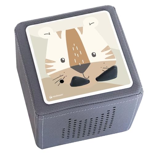 nordroom® Schutzfolie "leyø" Aufkleber kompatibel mit Toniebox, passgenau und selbstklebend auf hochwertiges Kratzfestes Vinyl, mit Löwe Tiere, Schutzcover Musikbox, Witterungsbeständig (beige) von nordroom