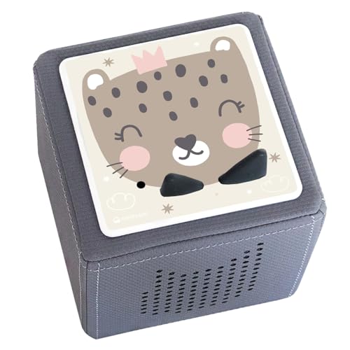 nordroom® Schutzfolie "myee" Aufkleber kompatibel mit Toniebox, passgenau und selbstklebend auf hochwertiges Kratzfestes Vinyl, mit Tiger Tiere, Schutzcover Musikbox, Witterungsbeständig (beige-grau) von nordroom