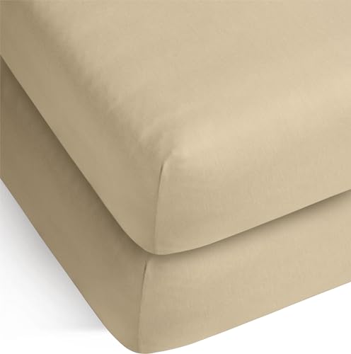 2 x Bambus Spannbettlaken Spannbettuch Bettlaken aus 100% Bambus 210 g/m² Oeko Tex Farbe Beige Größe 180-200 cm x 200 cm x 30 cm von normani