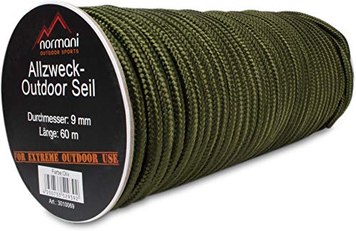 Allzweck-Outdoor-Seil, 9 mm x 60 Meter Farbe Oliv von normani