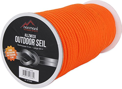 Allzweck-Outdoor-Seil, 9 mm x 60 Meter Farbe Orange von normani