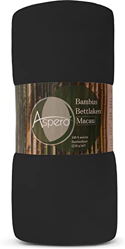 Bambus Spannbettlaken 4 Jahreszeiten| weiches Spannbetttuch 210 g/m² Oeko-Tex aus aktmungsaktivem Material Temperaturregulierend Farbe Schwarz Größe 90-100 cm x 200 cm x 30 cm von normani