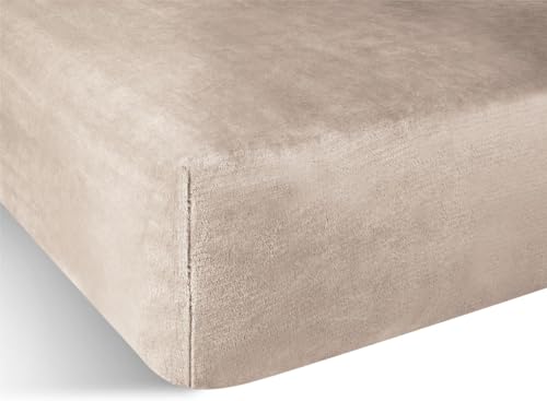 Flanell Spannbettlaken - Kuscheliges Bettlaken mit Cashmere Touch und 35 cm Steghöhe - Winter Spannbetttuch für 90x200, 100x200, 140x200 und 180x200 Farbe Taupe Größe 160 cm x 200 cm von normani