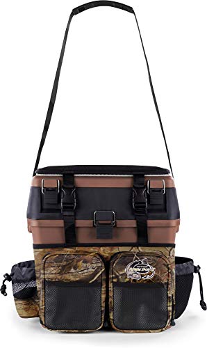 Sitzkiepe Angelrucksack Multi-Angelbox Sitz- und Gerätekasten mit Tragegurtsystem - inklusive 4 Kunststoffboxen Farbe Camo-Hunting von normani