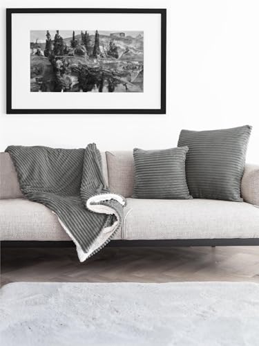 Winter Dekokissen oder Decke aus weichem Streifen-Flanell 45x45 60x60 cm oder 150x200 cm im modischen Cord Look - Sofakissen oder Sofadecke aus Fleece Farbe Hellgrau Größe 2er Set Kissen 45x45 cm Winter Dekokissen oder Decke aus weichem Streifen-Flanell 45x45 60x60 cm oder 150x200 cm im modischen Cord Look - Sofakissen oder Sofadecke aus Fleece Farbe Hellgrau Größe 2er Set Kissen 45x45 cm von normani