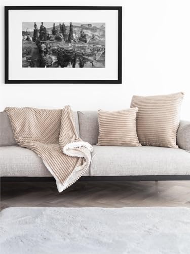 Winter Dekokissen oder Decke aus weichem Streifen-Flanell 45x45 60x60 cm oder 150x200 cm im modischen Cord Look - Sofakissen oder Sofadecke aus Fleece Farbe Taupe Größe 2er Set Kissen 60x60 cm Winter Dekokissen oder Decke aus weichem Streifen-Flanell 45x45 60x60 cm oder 150x200 cm im modischen Cord Look - Sofakissen oder Sofadecke aus Fleece Farbe Taupe Größe 2er Set Kissen 60x60 cm von normani